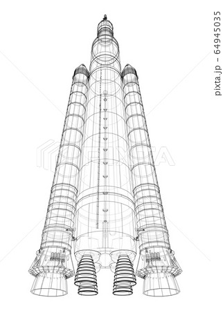 Space rocket concept outline. Vector Space rocket concept outline. Vector 64945035