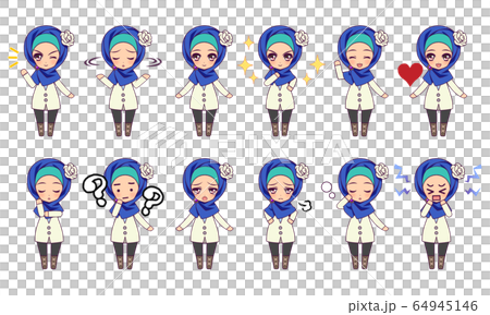 可愛い女の子キャラクターのSDイラストセット 64945146