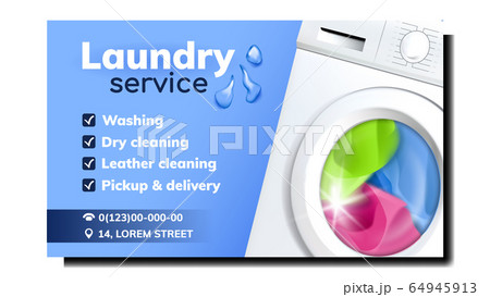 Laundry Service Advertise Promo Banner Vector 64945913
