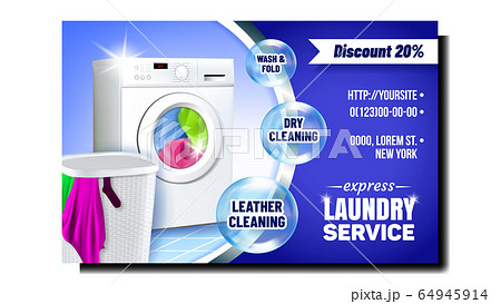 Laundry Express Service Advertising Poster Vector Laundry Express Service Advertising Poster Vector 64945914