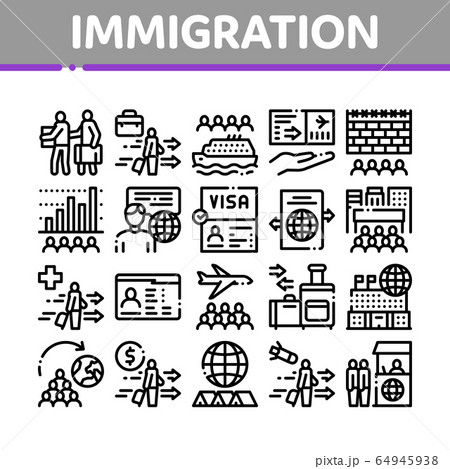 Immigration Refugee Collection Icons Set Vector 64945938