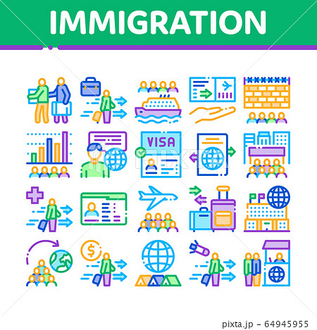 Immigration Refugee Collection Icons Set Vector 64945955