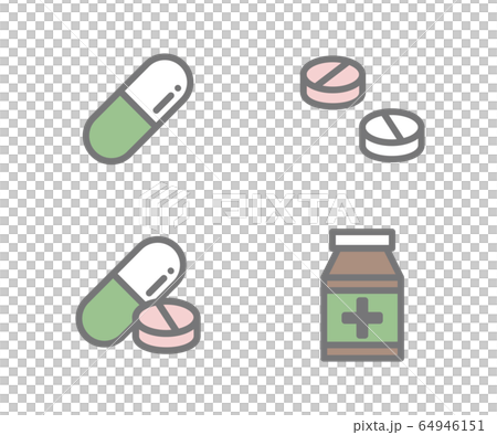 薬のアイコンのセット イラスト 錠剤のイラスト素材 薬のアイコンのセット イラスト 錠剤のイラスト素材