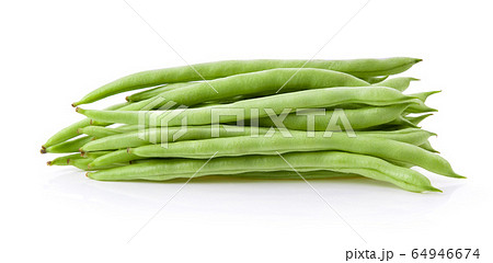 Green beans on a white background Green beans on a white background 64946674