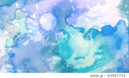 水彩テクスチャー　ブルーグラデーション 64947752