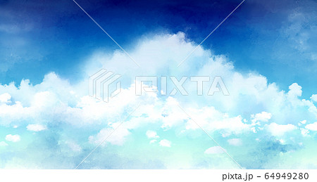 背景素材 晴れた空 雲 風景 水彩のイラスト素材