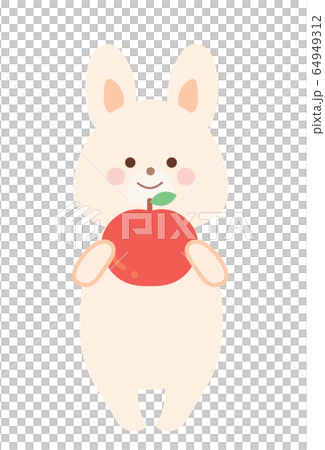 Rabbit holding an apple - Stock Illustration [64949312] - PIXTA