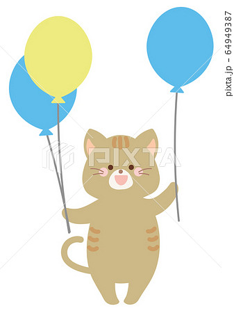 風船を持つ猫のイラスト素材