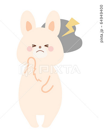 頭が痛い 頭痛のうさぎのイラスト素材