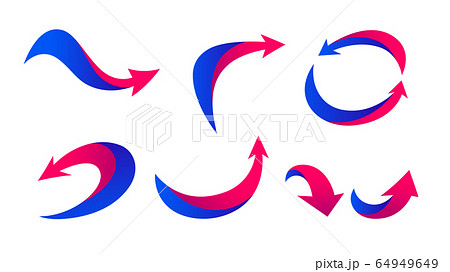 Red blue curved arrow set Red blue curved arrow set 64949649