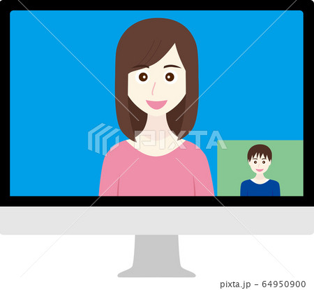 ビデオ通話をする男性と女性 ビデオ通話をする男性と女性 64950900