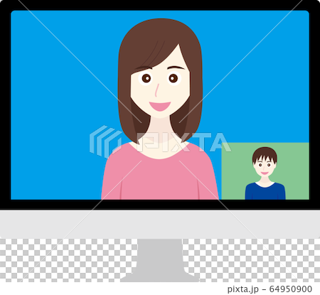 ビデオ通話をする男性と女性 ビデオ通話をする男性と女性 64950900