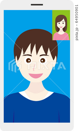 スマホで通話をする女性と男性 64950901