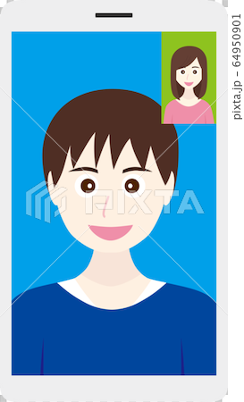 スマホで通話をする女性と男性 64950901