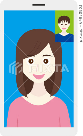 スマホで通話をする男性と女性 64950903