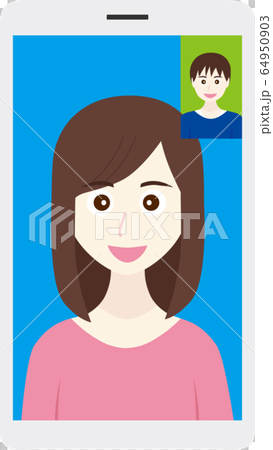 スマホで通話をする男性と女性 64950903