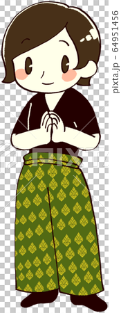 タイ式マッサージセラピストのイラスト素材(合掌) タイ式マッサージセラピストのイラスト素材(合掌) 64951456