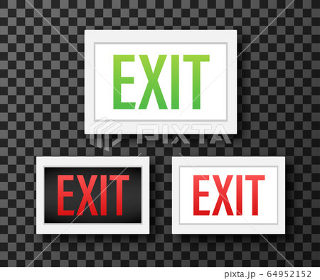 Emergency exit sign. Protection symbol. Fire icon. Vector stock illustration. 64952152