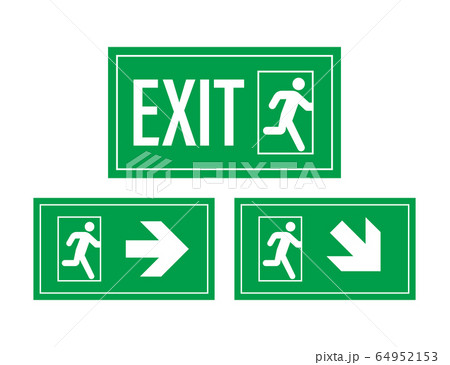 Emergency exit sign. Protection symbol. Fire icon. Vector stock illustration. Emergency exit sign. Protection symbol. Fire icon. Vector stock illustration. 64952153
