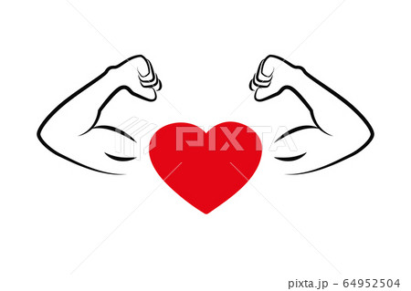 strong heart with muscular arms strong heart with muscular arms 64952504