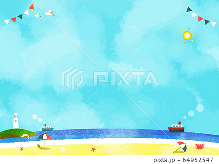 海の背景素材 水彩テクスチャ 海の背景素材 水彩テクスチャ 64952547