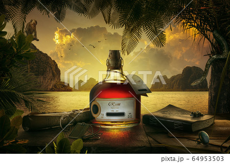 bottle on shore bottle on shore 64953503