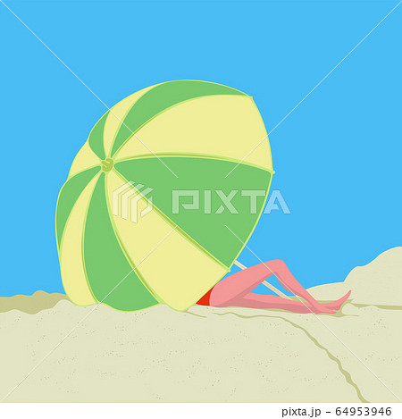 Woman on the beach under umbrella. Summer. Ocean. 64953946