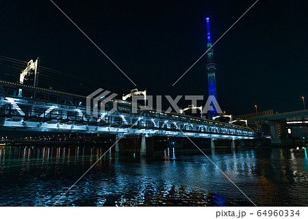 東京の都市風景 隅田川テラスからの夜景 64960334