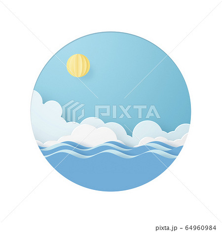 海 空 カモメ 太陽 バカンスのイラスト素材
