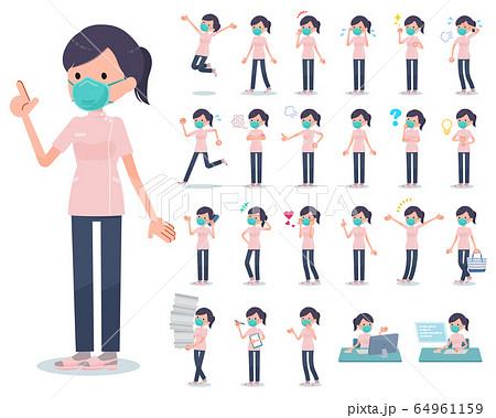 flat type mask medical staff women_emotion 64961159