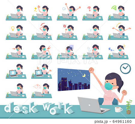 flat type mask medical staff women_desk work flat type mask medical staff women_desk work 64961160