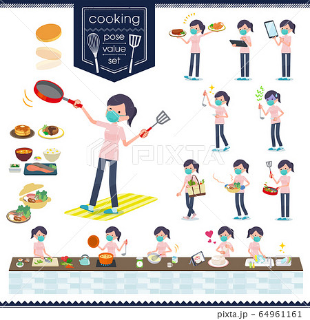 flat type mask medical staff women_cooking flat type mask medical staff women_cooking 64961161