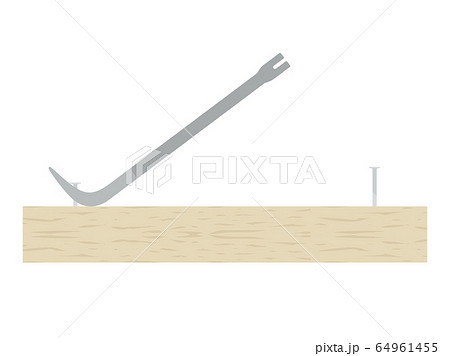 バールを使って釘を抜くイラストのイラスト素材