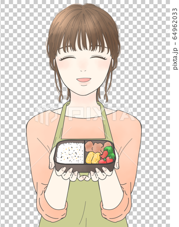 Woman Smiling With Lunch Stock Illustration