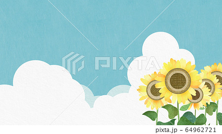 背景 向日葵 空のイラスト素材