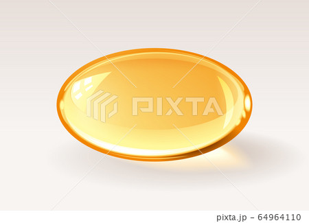 Golden trasparent capsule - realistic medical pill or honey drop Golden trasparent capsule - realistic medical pill or honey drop 64964110