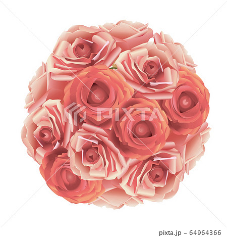 バラの花の丸いブーケのイラスト素材