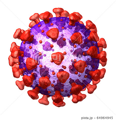 コロナウイルス青赤 背景透明のイラスト素材