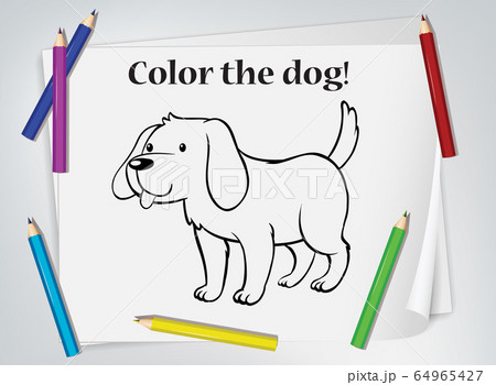 Children dog coloring worksheet Children dog coloring worksheet 64965427