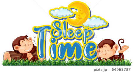 Font design for word sleep time with two monkeys 64965787