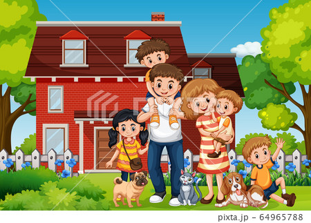 Scene with people staying at home with family 64965788