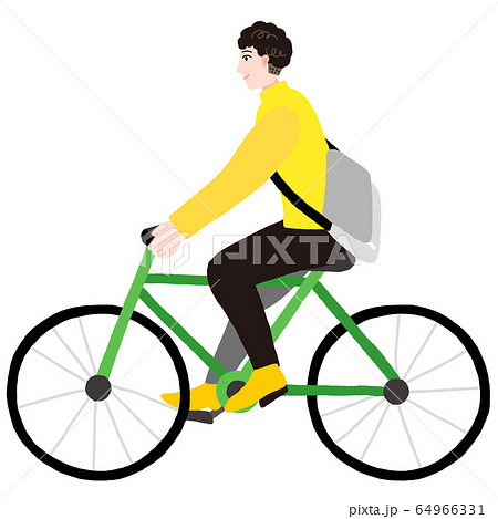 自転車に乗っている男性 サイクリングのイラスト素材