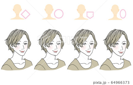 顔型別ヘアスタイルのイラスト素材