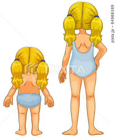 Back of two little girls on white background 64966389