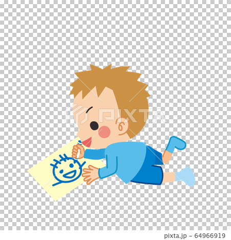 お絵描きをしている小さな男の子 64966919