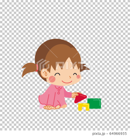積み木で遊んでいる小さな女の子 積み木で遊んでいる小さな女の子 64966935