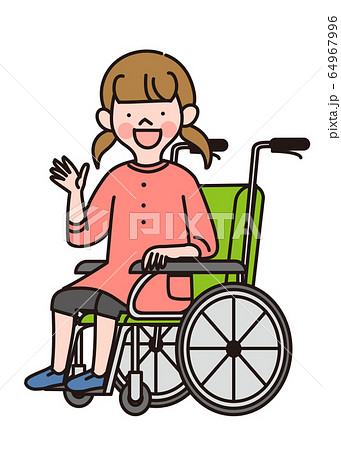 車椅子の女の子のイラスト素材