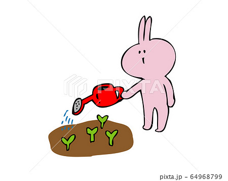 植物を育てるウサギのイラスト素材
