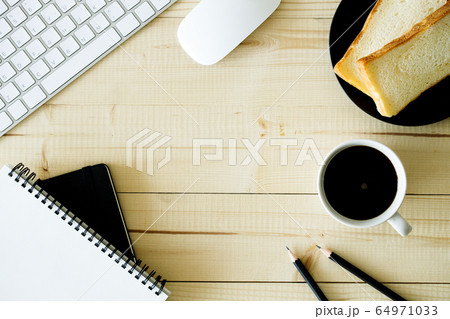 cup of hot coffee on wooden background with cup of hot coffee on wooden background with 64971033