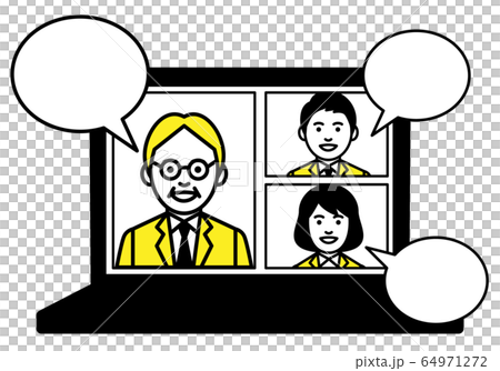 リモートワーク ノートパソコン Web会議のイラスト素材 64971272 Pixta